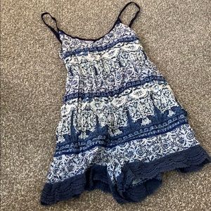 Blue romper, tie in back